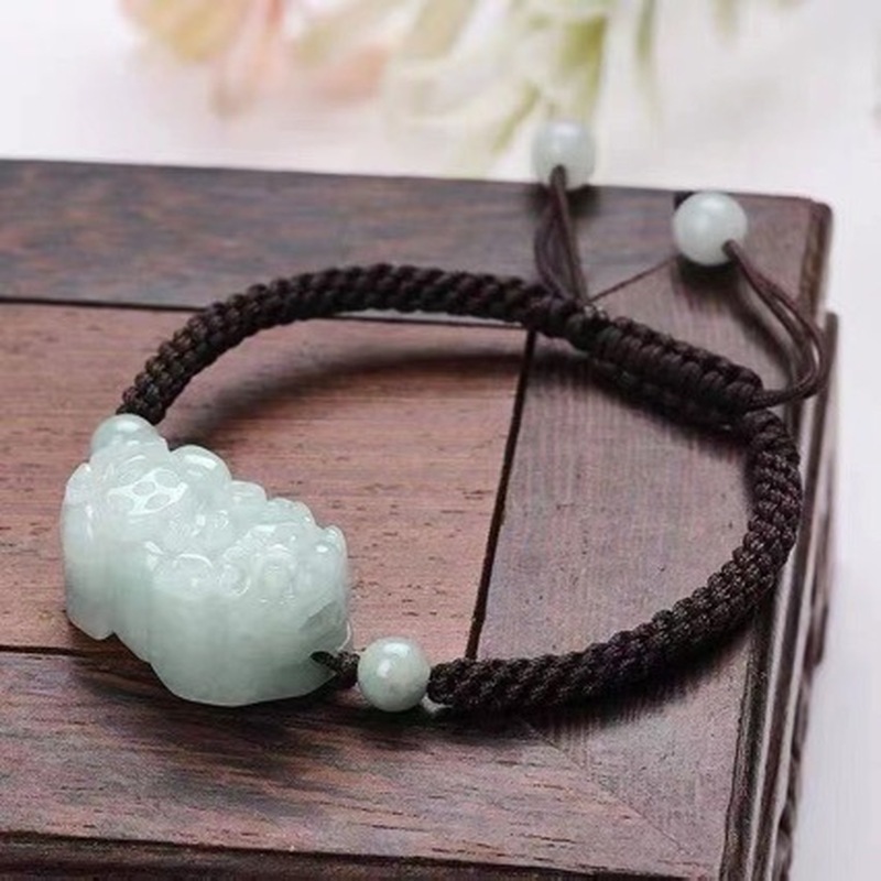 Jewelry & Watches Sp Z Oo Janów Lubelski - Pulseira Pixiu de Jade Natural Grau