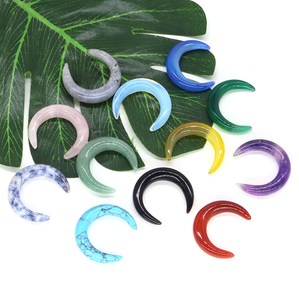 Gemstone Bracelet Healing - 30mm crescente lua forma natural cristal