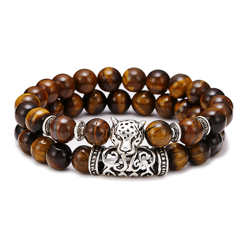 Gemstone Bracelet Healing - Premium 2 pçs/set leopardo frisado acessórios