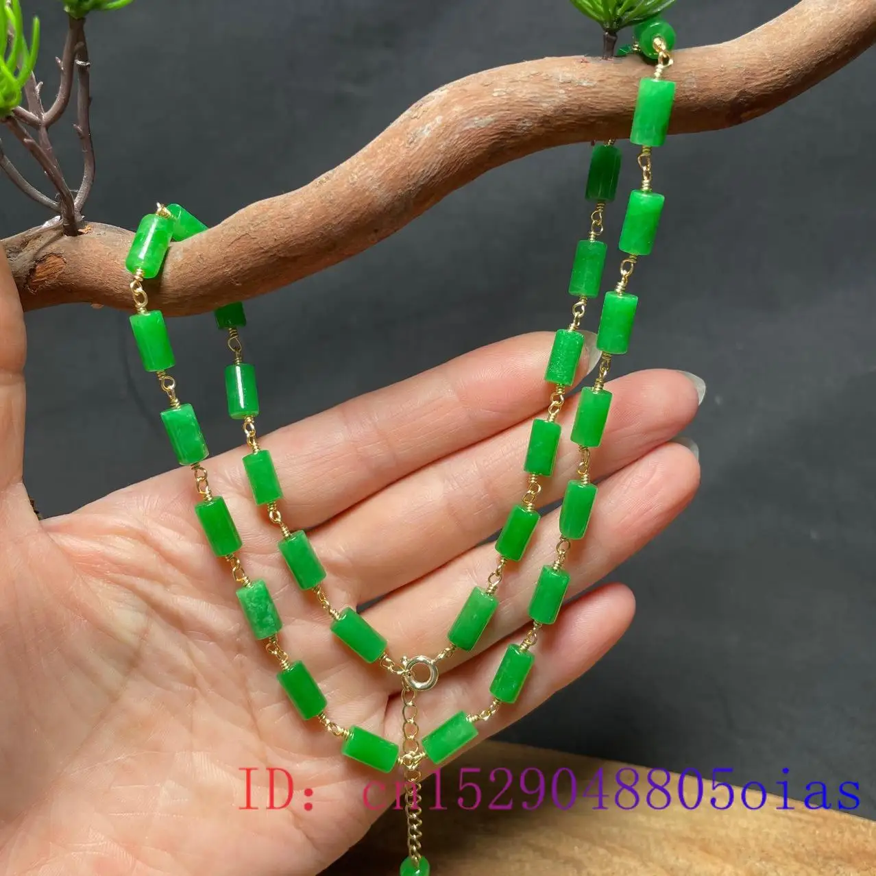 Colar de contas de jade verde  - Jewelry & Watches Sp Z Oo Janów Lubelski avaliação e preço