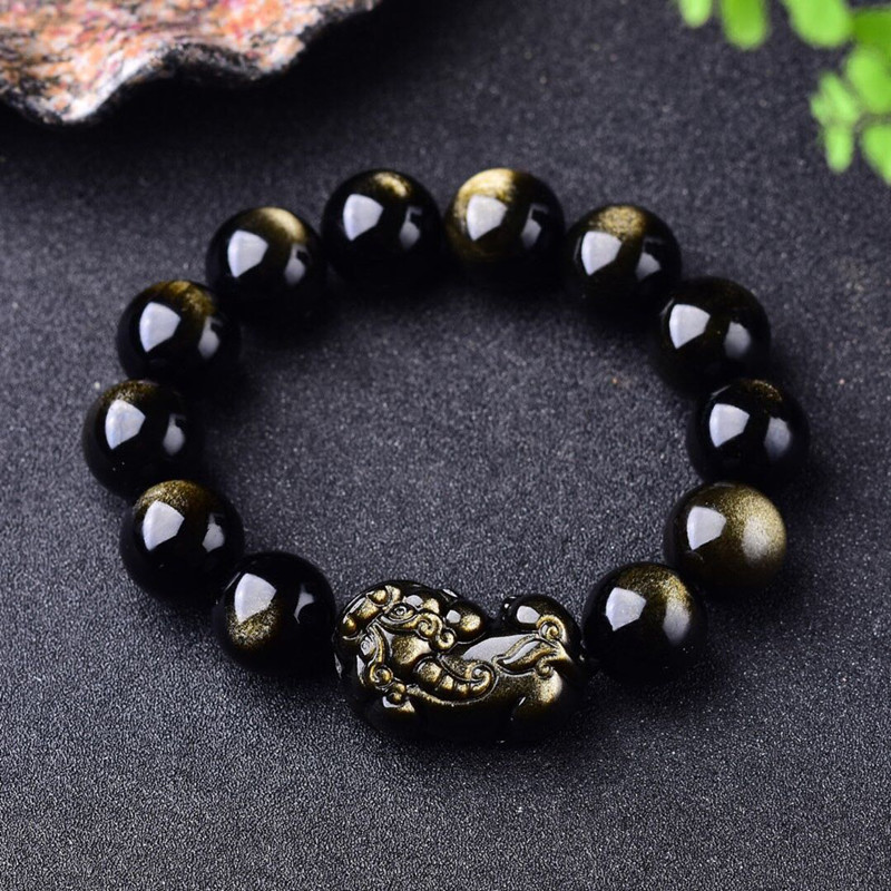 Pulseira de obsidiana de ouro  - Gemstone Bracelet Healing avaliação e preço