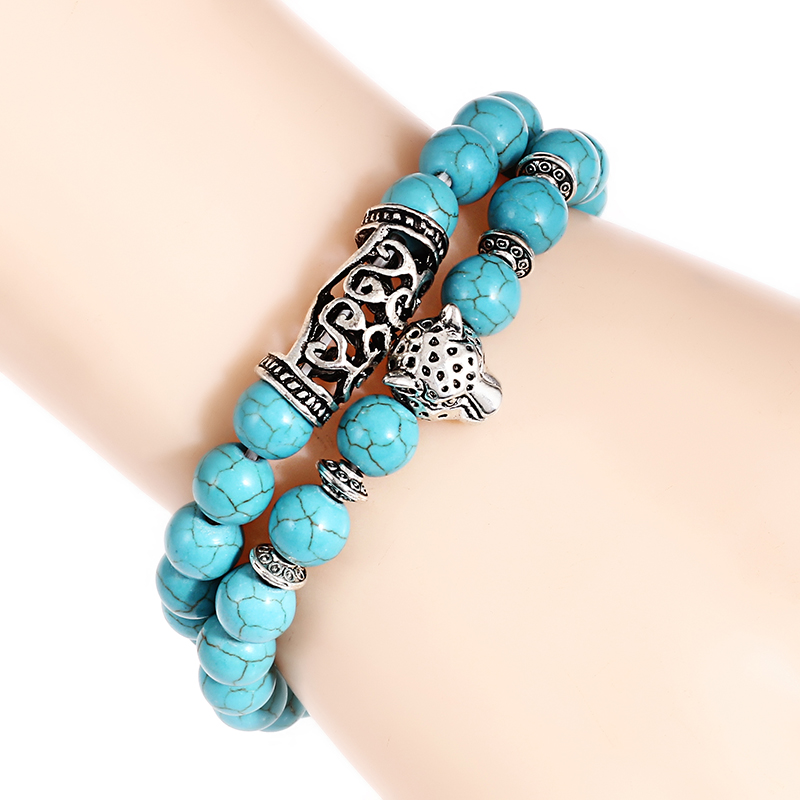 Premium 2 pçs/set leopardo fri - Gemstone Bracelet Healing avaliação e preço