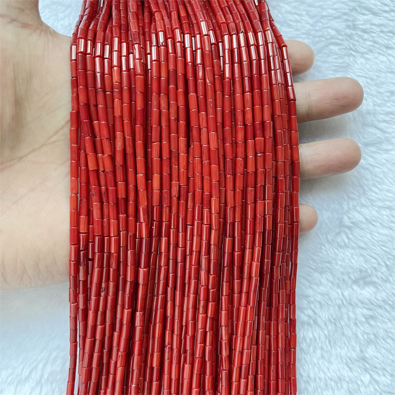 Raro 3*6mm tubo redondo coral  - Gemstone Bracelet Healing avaliação e preço