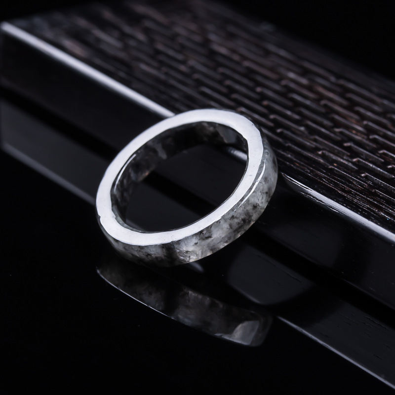 Anel de jadeíta negra tipo gel - Jewelry & Watches Sp Z Oo Janów Lubelski avaliação e preço