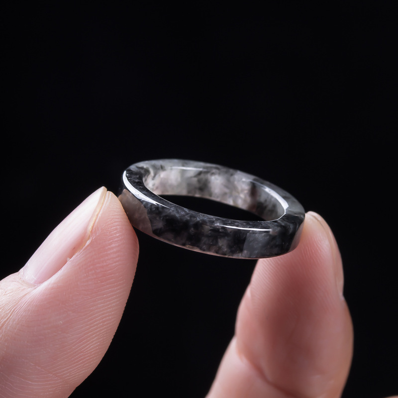 Anel de jadeíta negra tipo gel - Jewelry & Watches Sp Z Oo Janów Lubelski avaliação e preço
